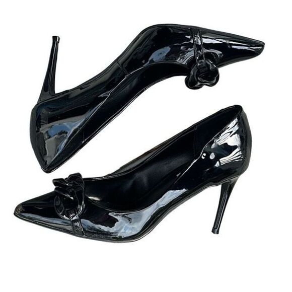 STEVE MADDEN Lalette Black Shiny Chain Link Pumps Steve Madden Heels Size 8 NWOT - Picture 2 of 6